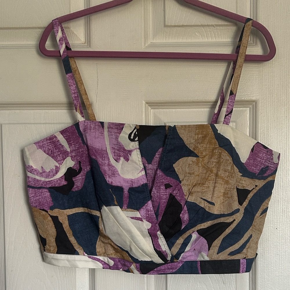 NWT Banana Republic Factory purple/blue print sleeveless cropped top